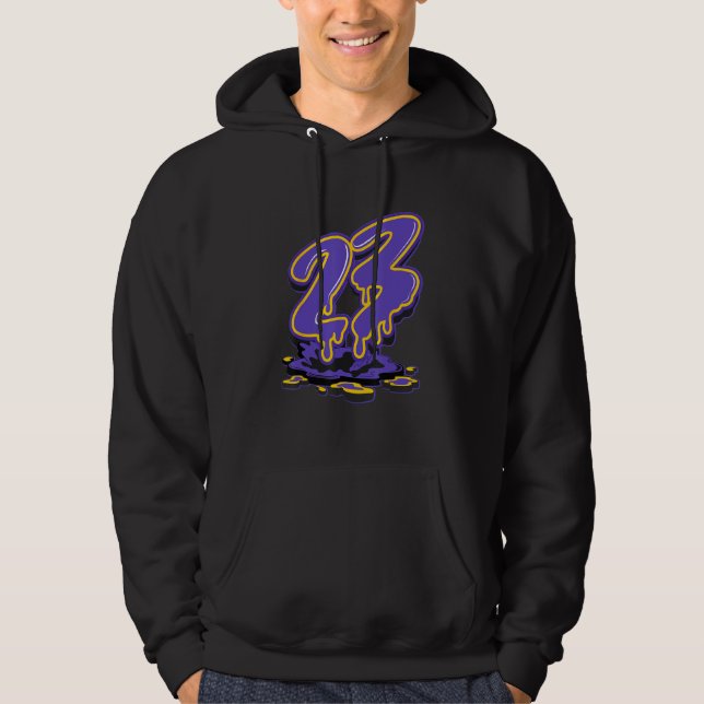 23 Drip Black Field Purple 12s Matching Hoodie (Framsida)