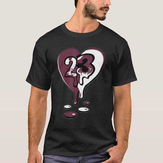 23 Drip Heart High Bordeaux 1s Matching T Shirt (Framsida)
