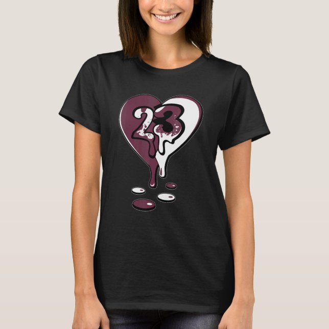 23 Drip Heart High Bordeaux 1s Matching T Shirt (Framsida)