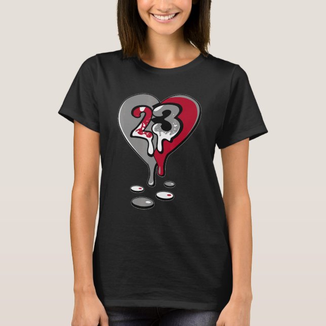 23 Drip Heart Particle Grey 9s Matching T Shirt (Framsida)