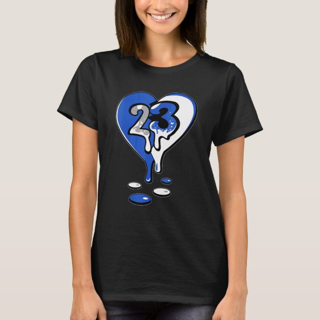 23 Drip Heart Retro Stealth 5s Matchande T Shirt (Framsida)
