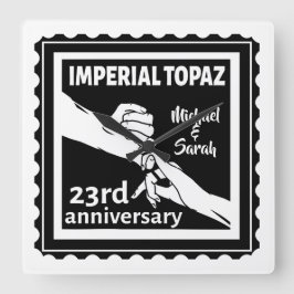 23:e bröllop-årsdagen Imperial Topaz Fyrkantig Klocka