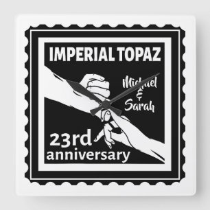 23:e bröllop-årsdagen Imperial Topaz Fyrkantig Klocka