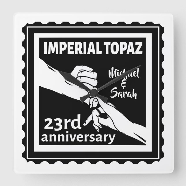 23:e bröllop-årsdagen Imperial Topaz Fyrkantig Klocka (Framsida)