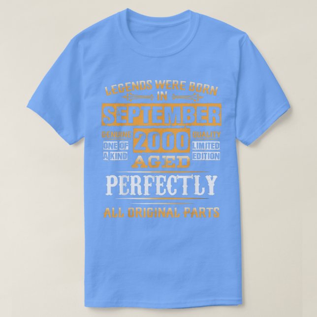 23:e födelsedag de Legends born i september 1999 2 T Shirt (Design framsida)