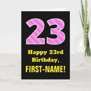 23:e födelsedag: Rosa Rand och hjärtan "23" + Namn Kort