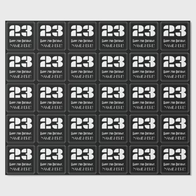 23:e födelsedagen: Art Deco Inspired Titta "23" oc Presentpapper (Platt)