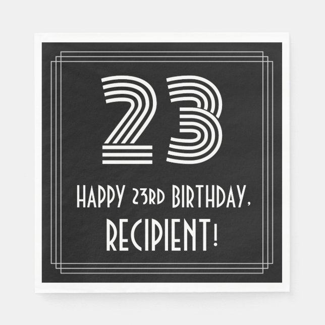 23:e födelsedagen: Art Deco Inspired Titta "23" +  Pappersservett (Framsidan)