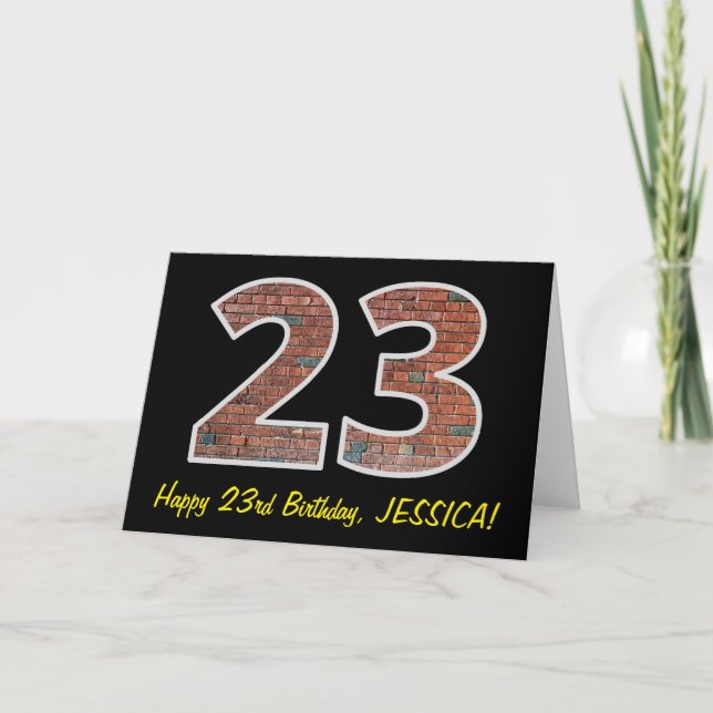 23:e födelsedagen - Brickmuren Mönster "23" w/Namn Kort (Framsida)