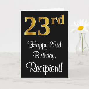 23:e födelsedagen ~ Elegant Luxurious Faux Guld Ti Kort