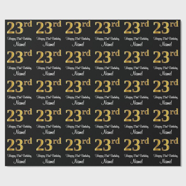 23:e födelsedagen: Elegant Luxurious Faux Guld Tit Presentpapper (Platt)