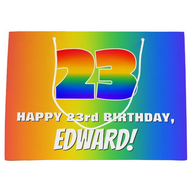23:e födelsedagen: Färgfull, Roligt Rainbow Mönste (Framsidan)