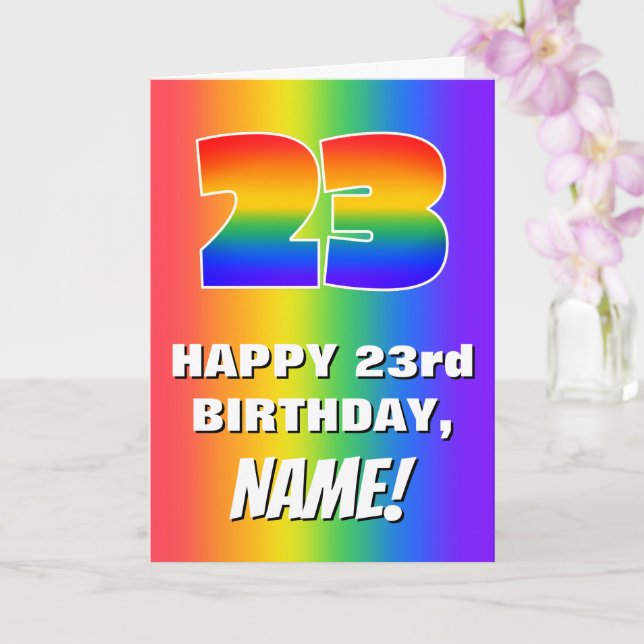 23:e födelsedagen: Färgfull, Roligt Rainbow Mönste Kort (Orkide)