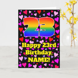 23:e födelsedagen: Loving Hearts Mönster, regnbåge Kort