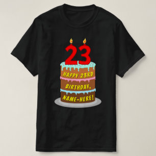 23:e födelsedagen - Roligt Cake & Candles, med ege T Shirt