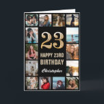 23:e Grattis på födelsedagen Black and Guld Photo  Kort<br><div class="desc">23:e Grattis på födelsedagen Black and Guld Photo Collage Birthday Card. Om du vill göra ytterligare anpassningar klickar du på knappen "Anpassa" och användor verktyg som är utformat för att ändra mallen.</div>
