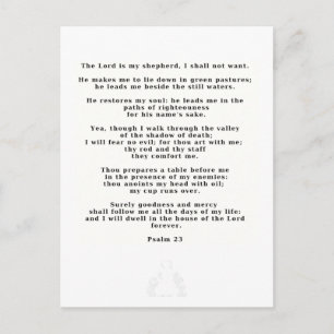 23:e Psalm White Bröllop Silhouette Card Vykort
