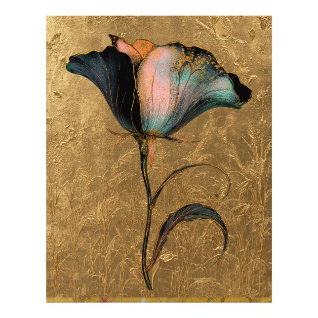 *~* 23 F4-Elegant Flower Guld Vintage Fototryck (Framsidan)