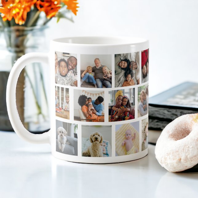 23 Fotokollage-mall gör din egen Roligt Kaffemugg (23 Photo Collage Template Make Your Own Fun Coffee Mug from Ricaso. Personalized photo gift ideas)
