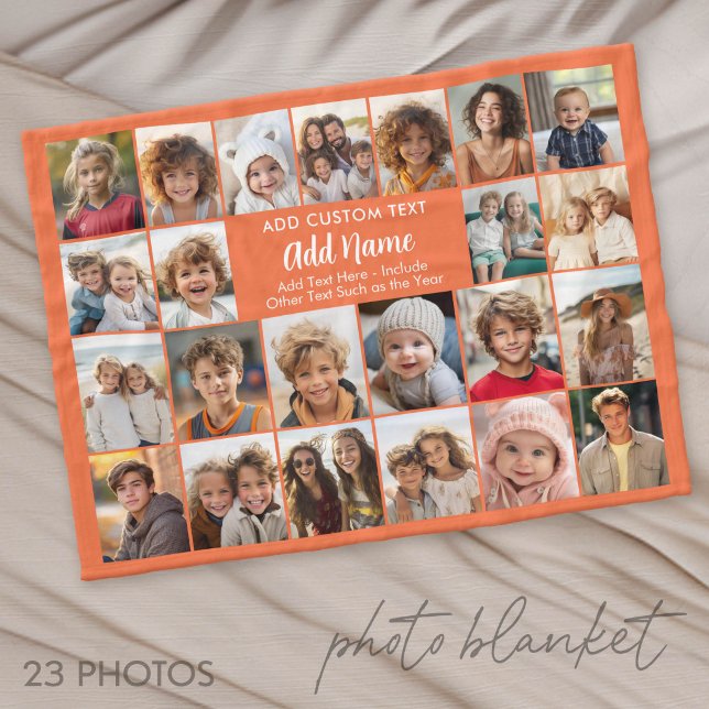 23 Fotokollage med anpassade textrutor Fleecefilt (Photo Blanket - Customize with your favorite pictures)