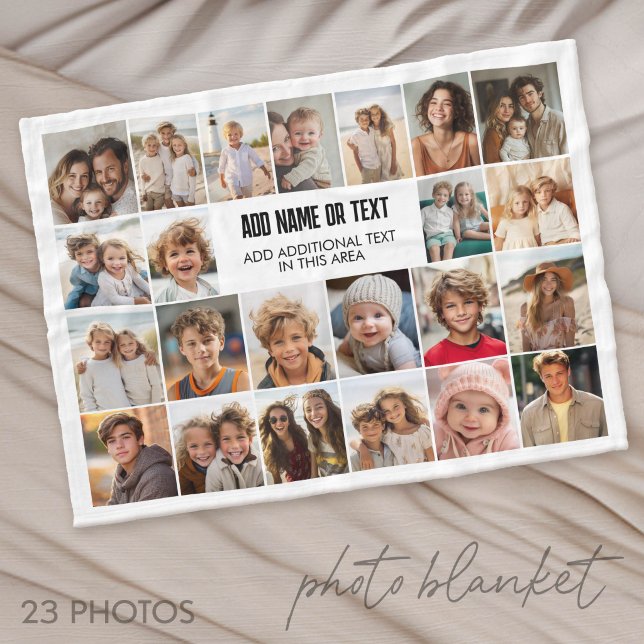 23 Fotokollage med textruta Fleecefilt (Photo Blanket - Customize with your favorite pictures)