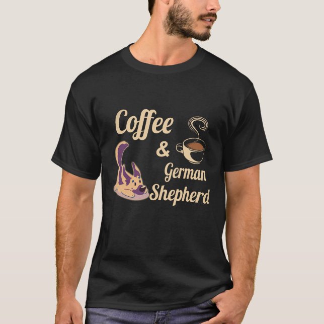 23 Kaffe Och Tysk Schäferhund T Shirt (Framsida)