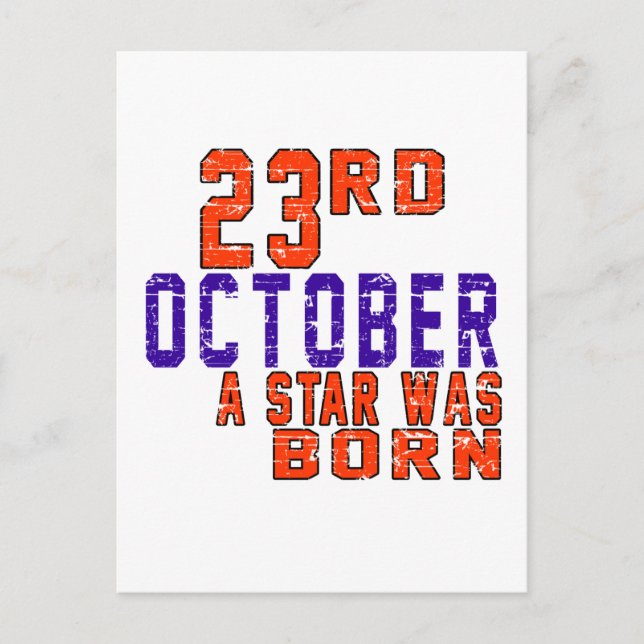 23 oktober föddes en stjärna vykort (Framsida)