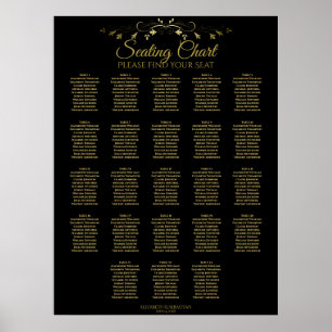 23 passagerardiagram Bord Guld Svarta Elegant bröl Poster