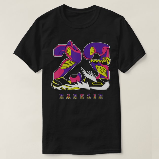 23 Sällsynt Luft Uptempo Black Multi Färg Matching T Shirt (Design framsida)