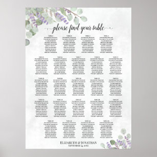 23 Sätesdiagram för Bord Eucalyptus Lavender Bröll Poster