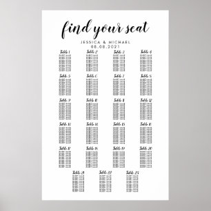 23 Stort Bröllop-gästdiagram för stora Bord Poster