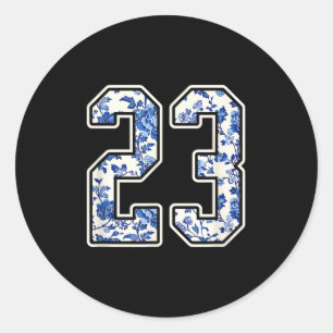 #23 Vitblomma nummer 23 Sportfantast Jersey Stil Runt Klistermärke