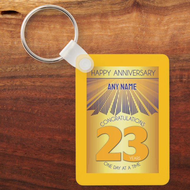 23 Year Sober Anniversary | Golden Ray 12 Step Nyckelring (Framsida)