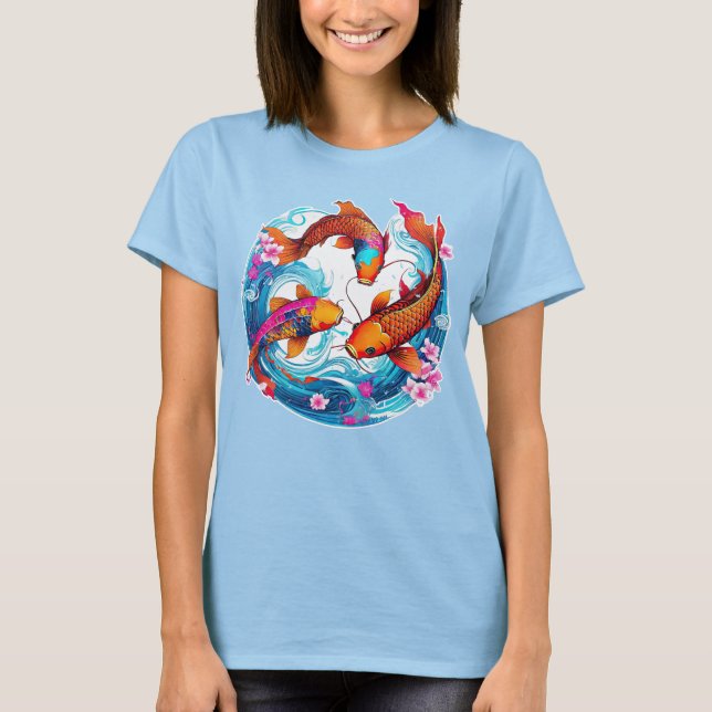 24082_Three Koi, Koi Art T Shirt (Framsida)