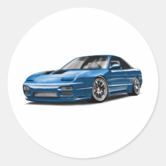 240sx blå bil ritning runt klistermärke