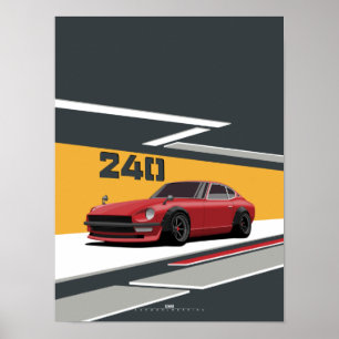 240Z Classic Red Japansk Prestanda Poster