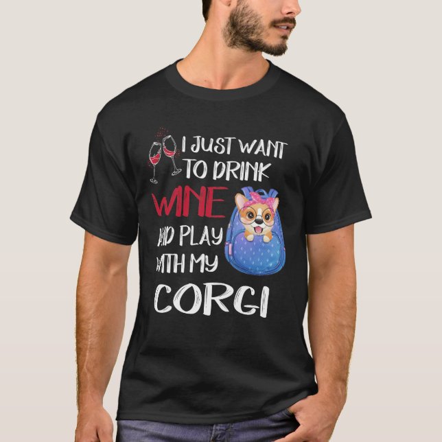 247 Jag vill bara dricka Vin T Shirt (Framsida)