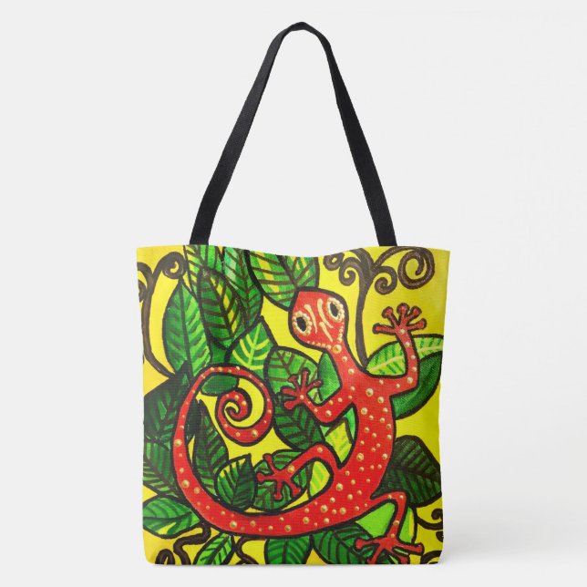 247 - Red Gecko - Tote Bag Tygkasse (Baksida)