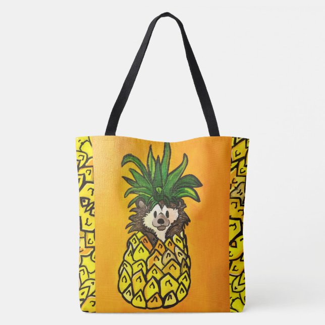 248 - Hedgehog och ananas - Tote Bag Tygkasse (Baksida)