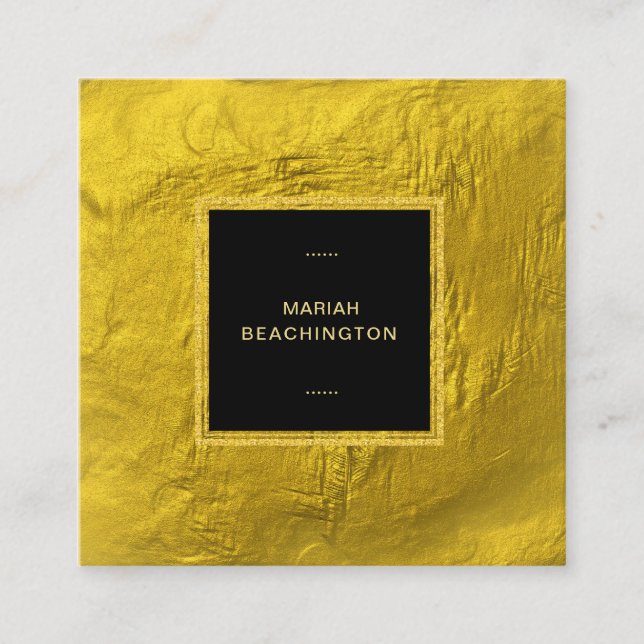 ~ 24 000 Gult Gold Foil Guld Glitter Black Ram Fyrkantigt Visitkort (Framsida)