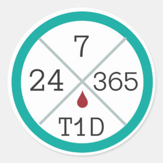 24/7/365 T1D Life Sticker Runt Klistermärke