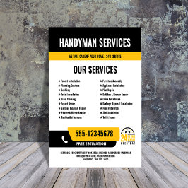 24/7 BLACK-GULT för Handymans- och rörledningstjän Reklamblad