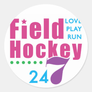 24/7 Fält Hockey Runt Klistermärke