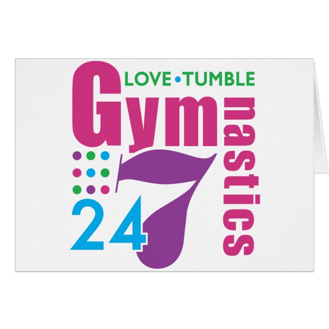 24/7 gymnastik hälsningskort (Framsidan Horizontal)