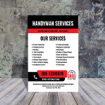 24/7 Handymans- och VS-tjänster, SVART RED Reklamblad<br><div class="desc">Befordra dina 24-timmars handymans- eller rörmokertjänster med den här djärva, designade anpassadet för att få snabb uppmärksamhet. Med ditt mobila nummer i en hög synlighetslayout och en tydlig 24/7-ikon signalerar det omedelbart akutets tillgänglighet. All färg och all text är helt redigerbar, så att du kan matcha ditt varumärke och nyckel-tjänster....</div>