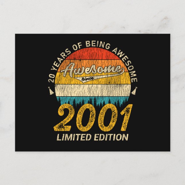 24 år gammal 2001 Retro Awesome 24-årspresent Vykort (Framsida)