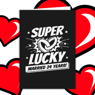 24 år Gift Lucky 24:e Bröllop-årsdagen Kort