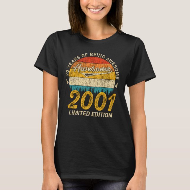 24-årig 2001 Retro Fantastisk 24:e födelsedagspres T Shirt (Framsida)