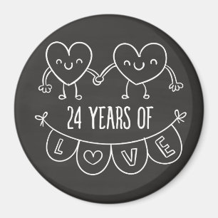 24-årsjubiléet Gift Chalk Hearts Magnet