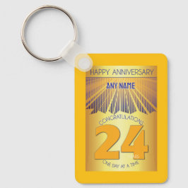 24-årsjubileum för nykterhet | Golden Ray 12 steg Nyckelring